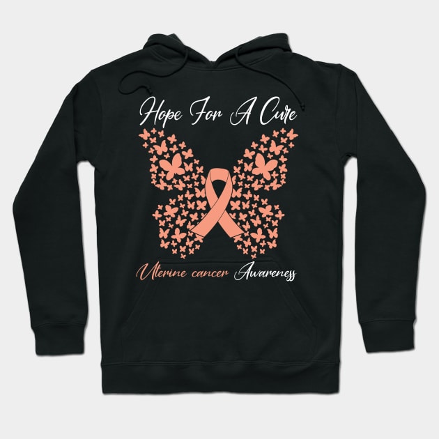 Hope For A Cure Butterfly Gift 3 Uterine cancer Hoodie by HomerNewbergereq